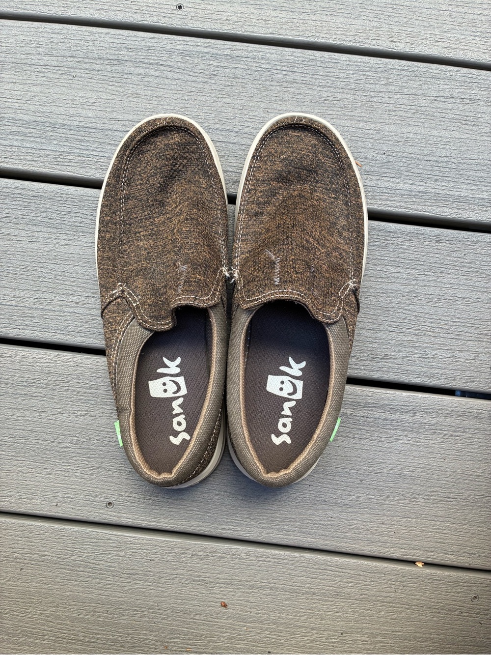 Sanuk Men’s size 10 Dark Brown Canvas Slip-On Loafers - Picture 2 of 4